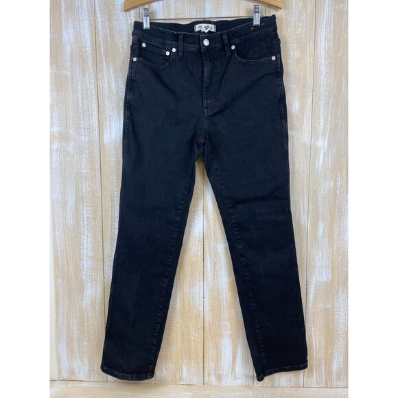 Madewell Mid-Rise Stovepipe Jeans Women's Size 30 Black Straight Leg - Picture 1 of 11